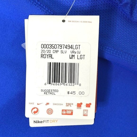 Nike Women's Dri-Fit size LT Cap Sleeved Athletic Gym Workout Top Royal Blue - Picture 4 of 7